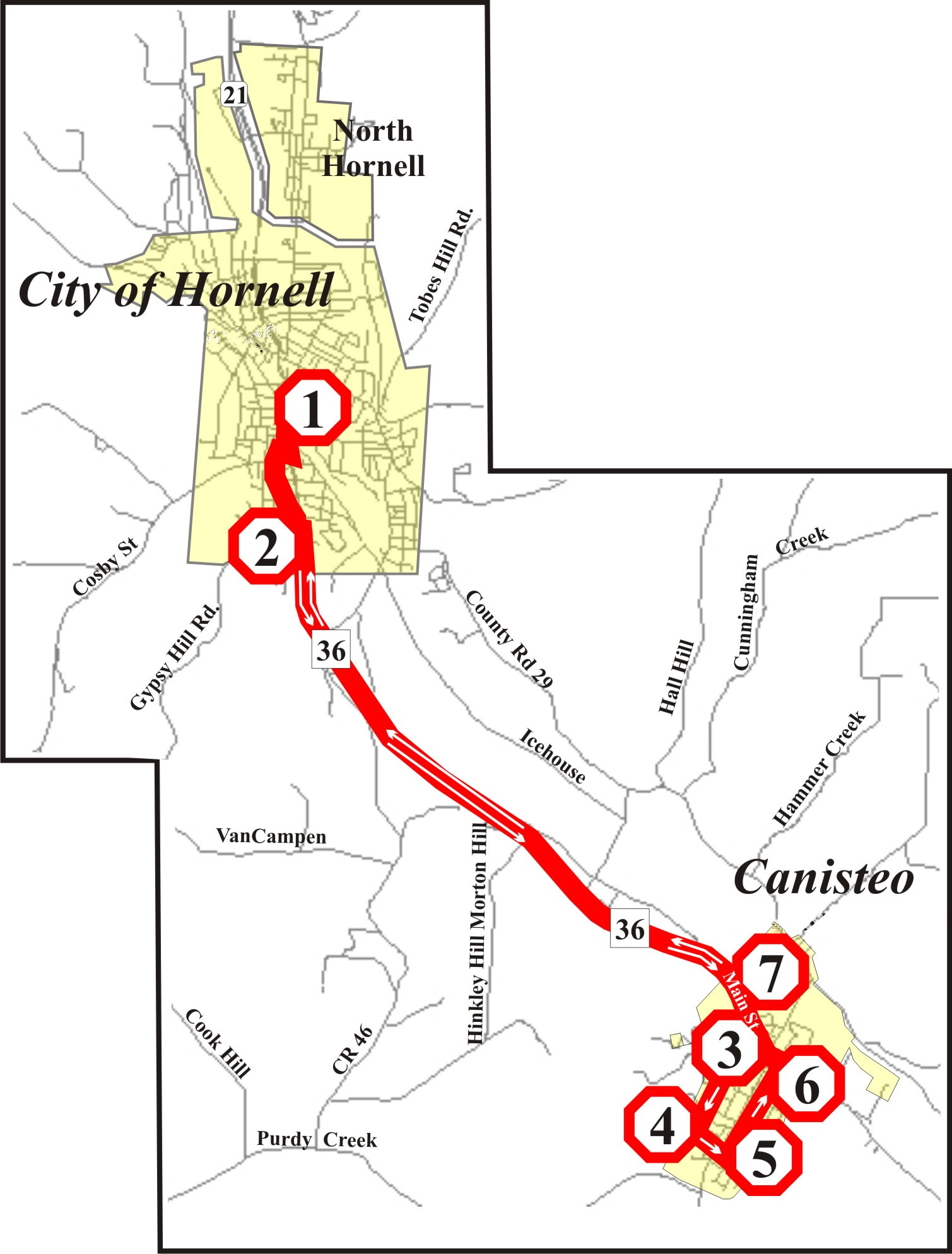 CanisteoHornell Bus Route Map Hornell New York • mappery
