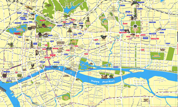 Canton Guangzhou City Tourist Map