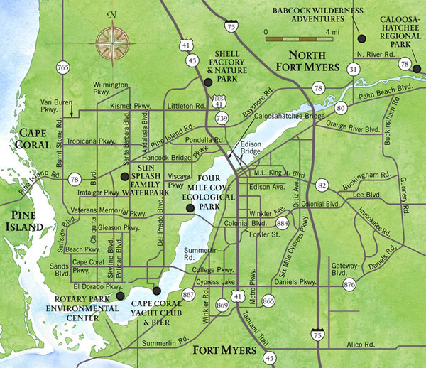 Cap Coral and Surrounding Area Map