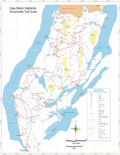 Cape Breton Highlands Snowmobile Trail Map