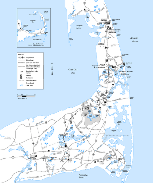Cape Cod Rail Trail, Cape Cod, Massachusetts Map