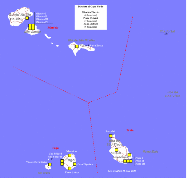 Cape Verde, Africa District Map