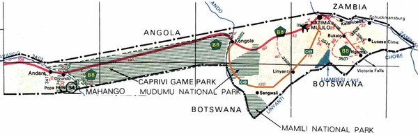 Caprivi Strip Namibia Map