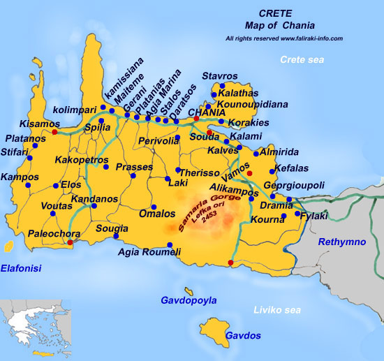 Car Rental Crete Map • mappery