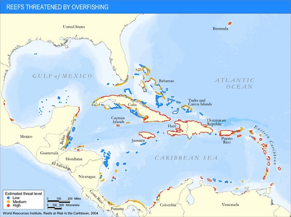 Caribbean Threatened Reef Map