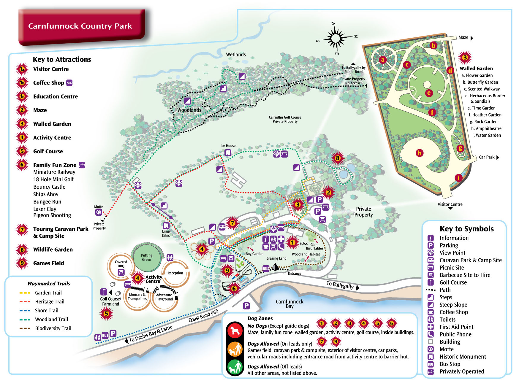 Carnfunnock Country Park Map Ballygally Larne UK • mappery