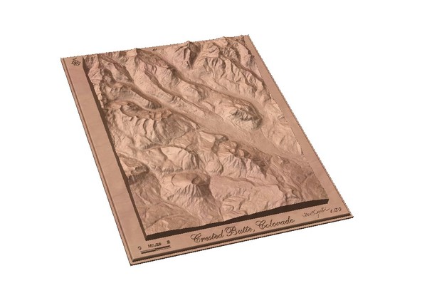 Carved Wooden Map of Crested Butte, Colorado by Carvedmaps.com