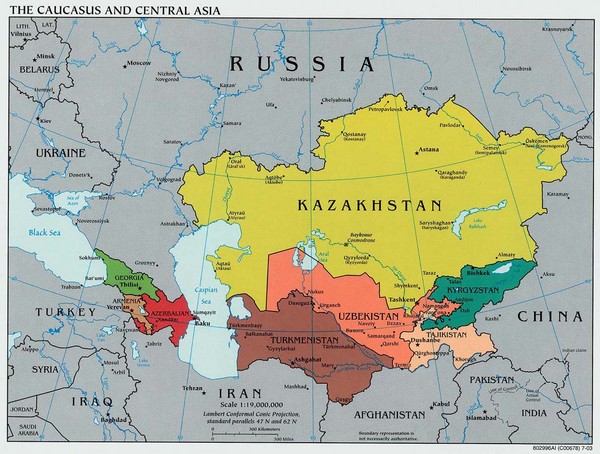 Caucasus and Central Asia Politcal Map