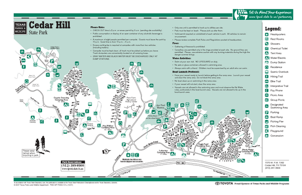 Cedar Hill, Texas State Park Facility Map