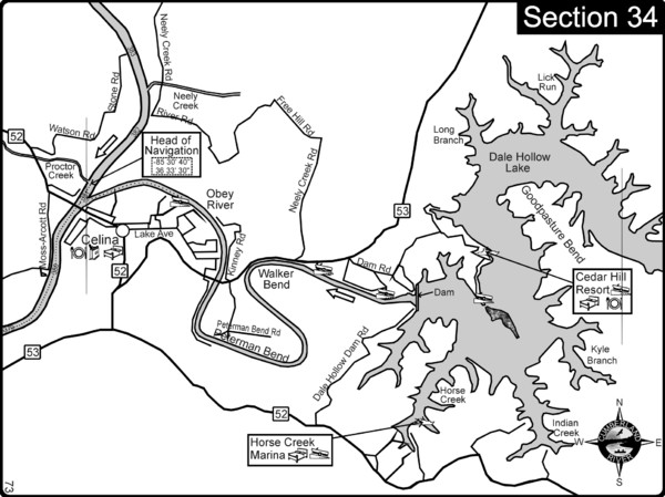 Celina TN Dale Hollow Lake-Cumberland River Map - celina tn • mappery