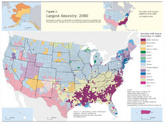 Census 2000 Data Top US Ancestries by County Map
