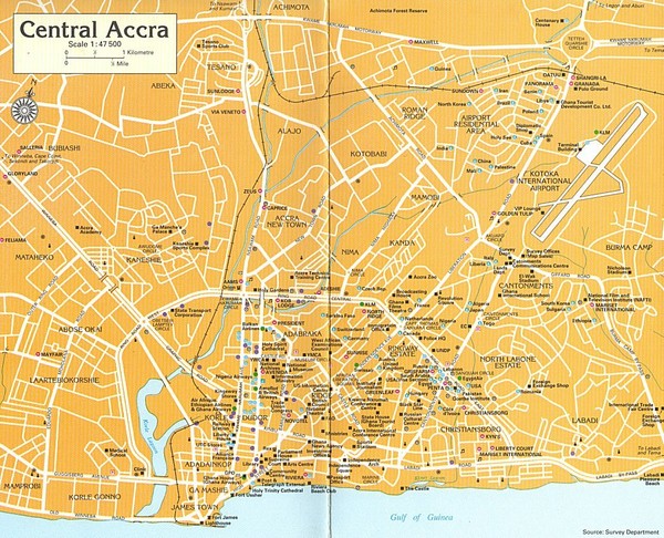 Central Accra Tourist Map - Accra Ghana • mappery