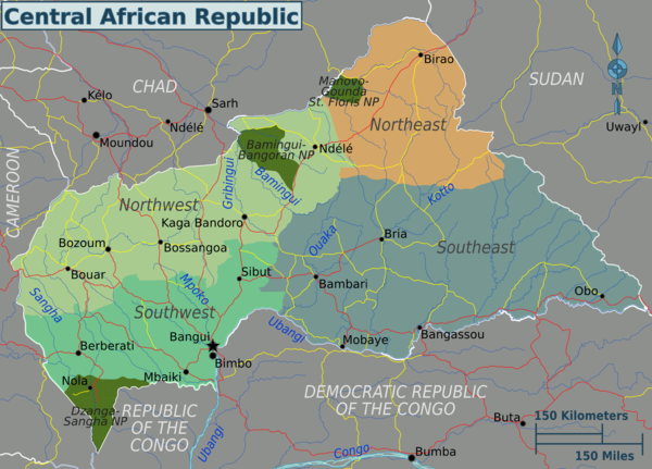 Central African Republic Regions Map