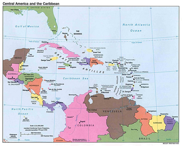 Central American and Caribbean Islands Map