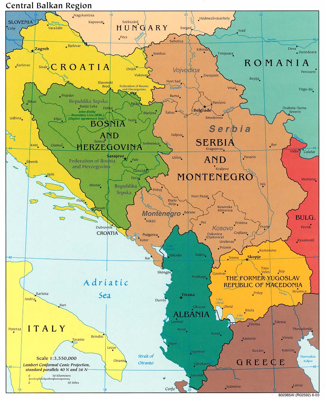 Central Balkan Political Map - Bosnia • mappery
