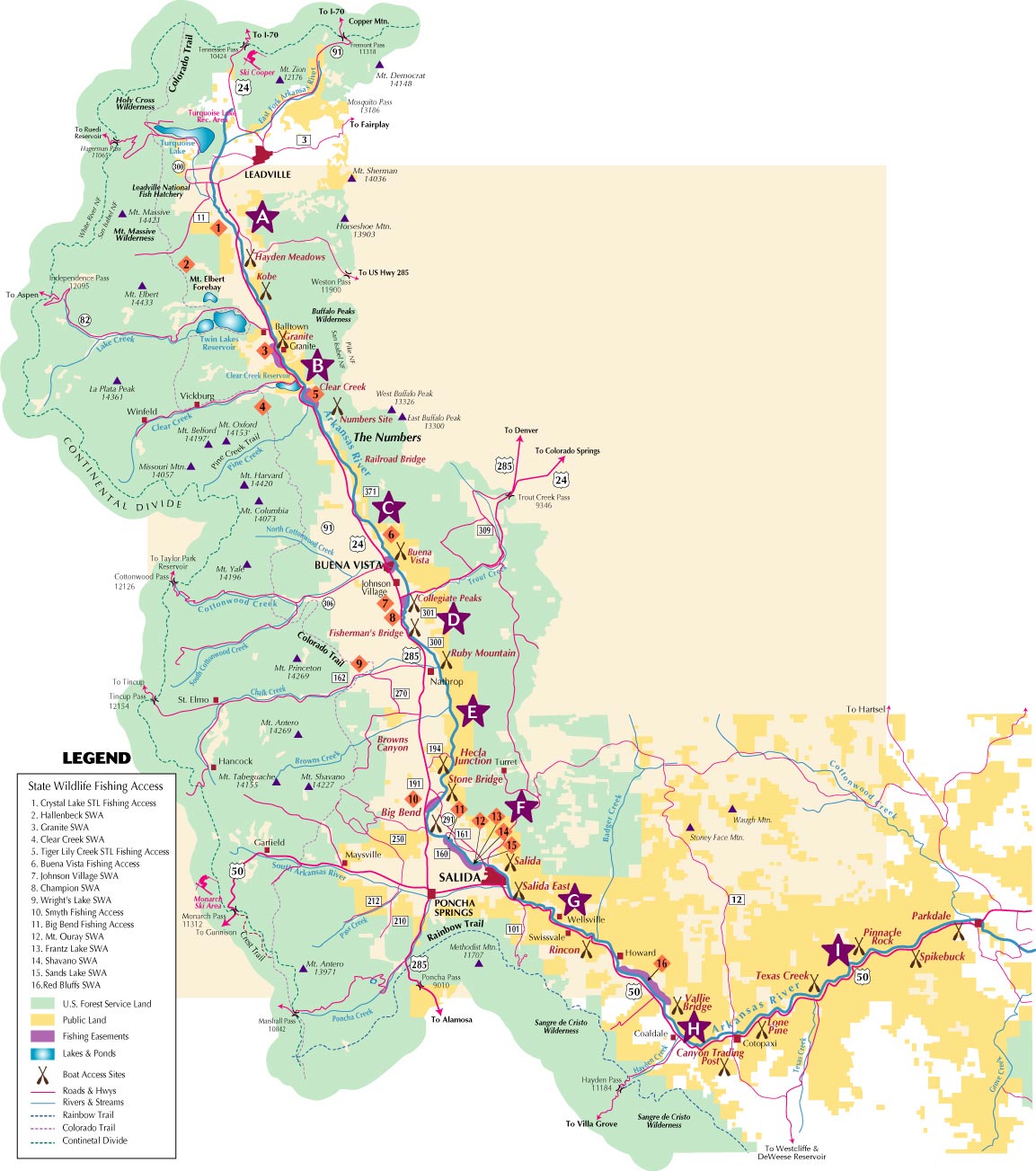 Central Colorado Fishing Guide Map buena vista colorado • mappery