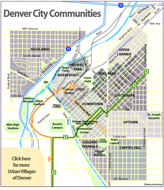 Central Denver Neighborhoods Map Denver • mappery