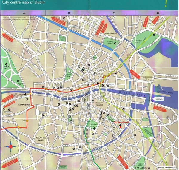 Central Dublin, Ireland City Map