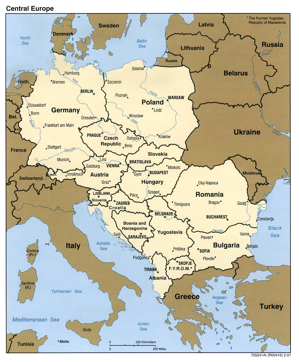 Central Europe Country Map - Europe • mappery
