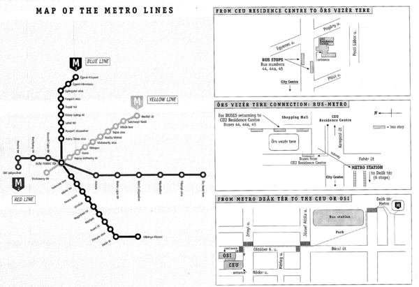 Central European University Metro and Bus Line Map