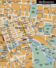 Central Melbourne, Australia Tourist Map