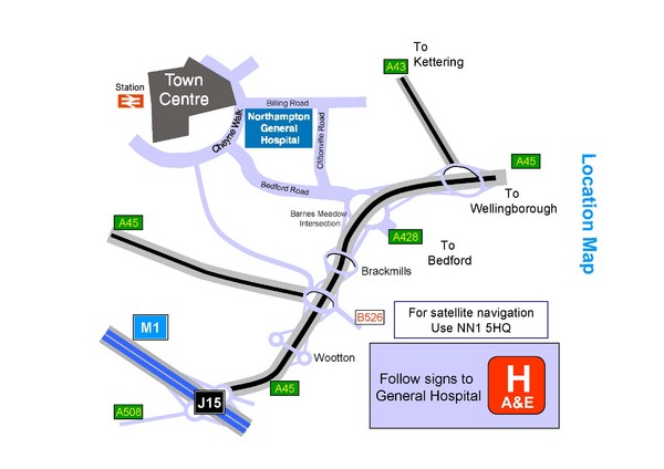 Central Northampton, England Tourist Map