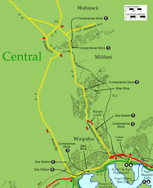 Central Oahu bike map