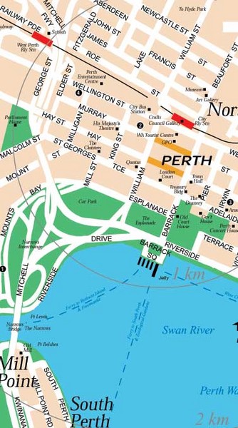 Central Perth, Australia City Map