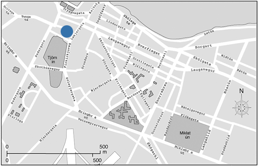 Central Reykjavik, Iceland Tourist Map