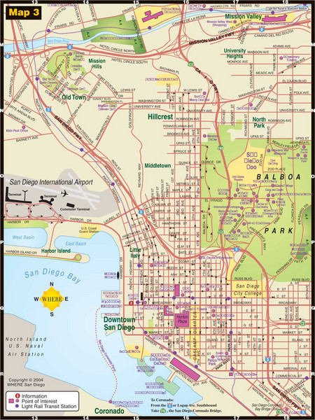 Central San Diego Tourist Map San Diego Mappery