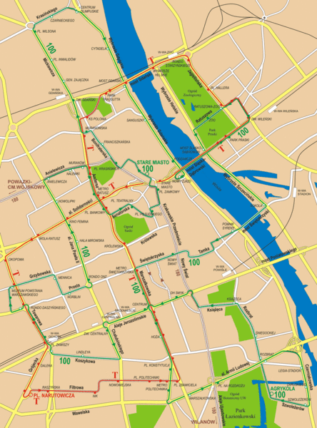 Central Warsaw Tourist Map