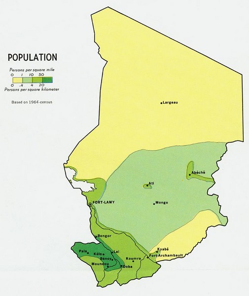 Chad Population Map 1964