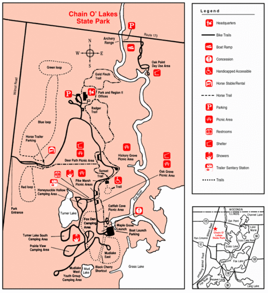 Chain O' Lakes, Illinois Site Map