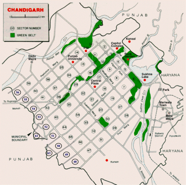 Guide Map Of Chandigarh Chandigarh City Map - Chandigarh India • Mappery
