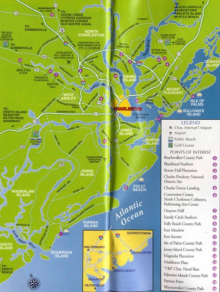 Charleston, South Carolina Tourist Map