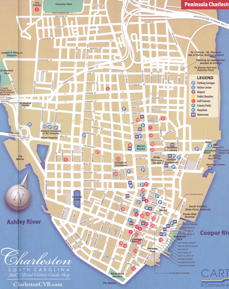 Charleston South Carolina Tourist Map Charleston South Carolina • mappery