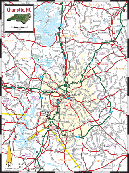 Charlotte, North Carolina City Map