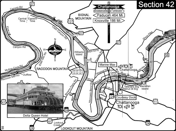 Chattanooga, TN Tennessee River Map