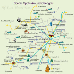 Chengdu China Tourist Map