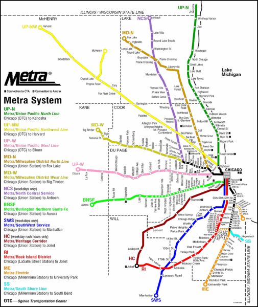Chicago Metra Train Map Chicago Metra Map - Chicago Il • Mappery
