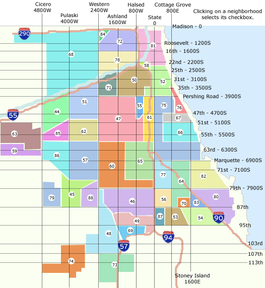 Chicago Neighborhood Map With Streets Chicago Neighborhood Map - Chicago • Mappery