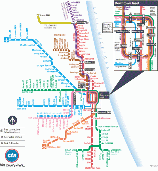 Chicago Train Map Chicago Il Mappery
