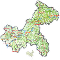 Chongqing Province China Relief Map