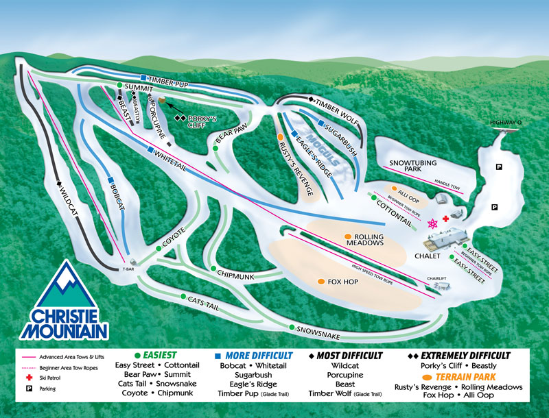 Christie Mountain Ski Area Ski Trail Map Weyerhaeuser Wisconsin