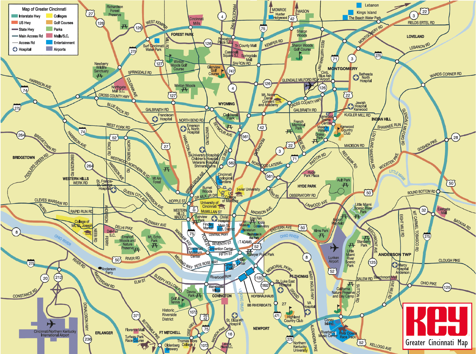 Cincinnati Tourist Map Cincinnati • mappery