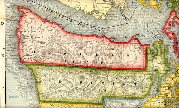 Clallam and Jefferson Counties Washington, 1909 Map