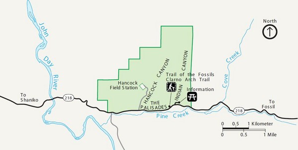 Clarno Unit John Day Fossils Beds National Monument Map