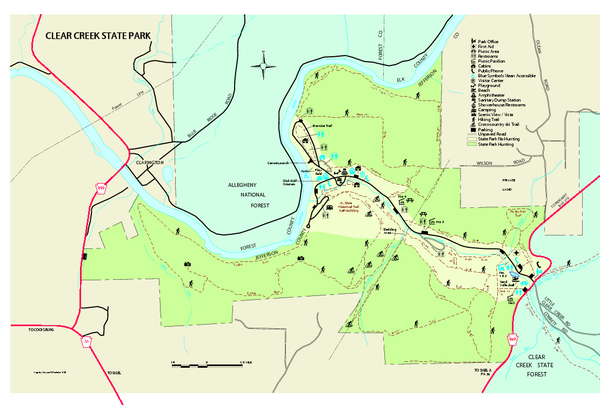 Clear Creek State Park map