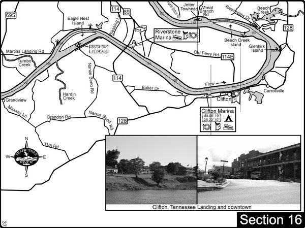 Clifton, TN Tennessee River Map