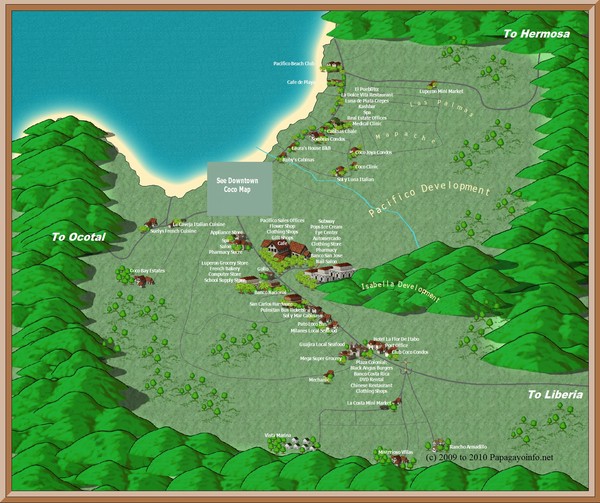 Coco Beach Tourist Map - Coco Beach Costa Rica • mappery